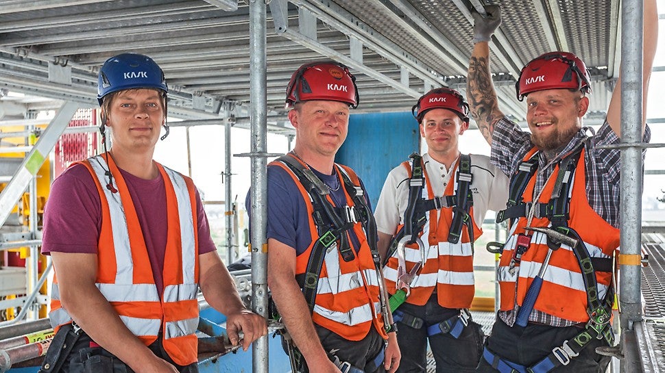 Die umfassende PERI Planung und die sukzessive, dem Montagefortschritt angepasste Materialanlieferung führten zu einer schnellen Gerüstmontage und damit zu einer termingerechten Projektfertigstellung bis Ende September. Von Anfang bis Ende hat einfach alles super geklappt.