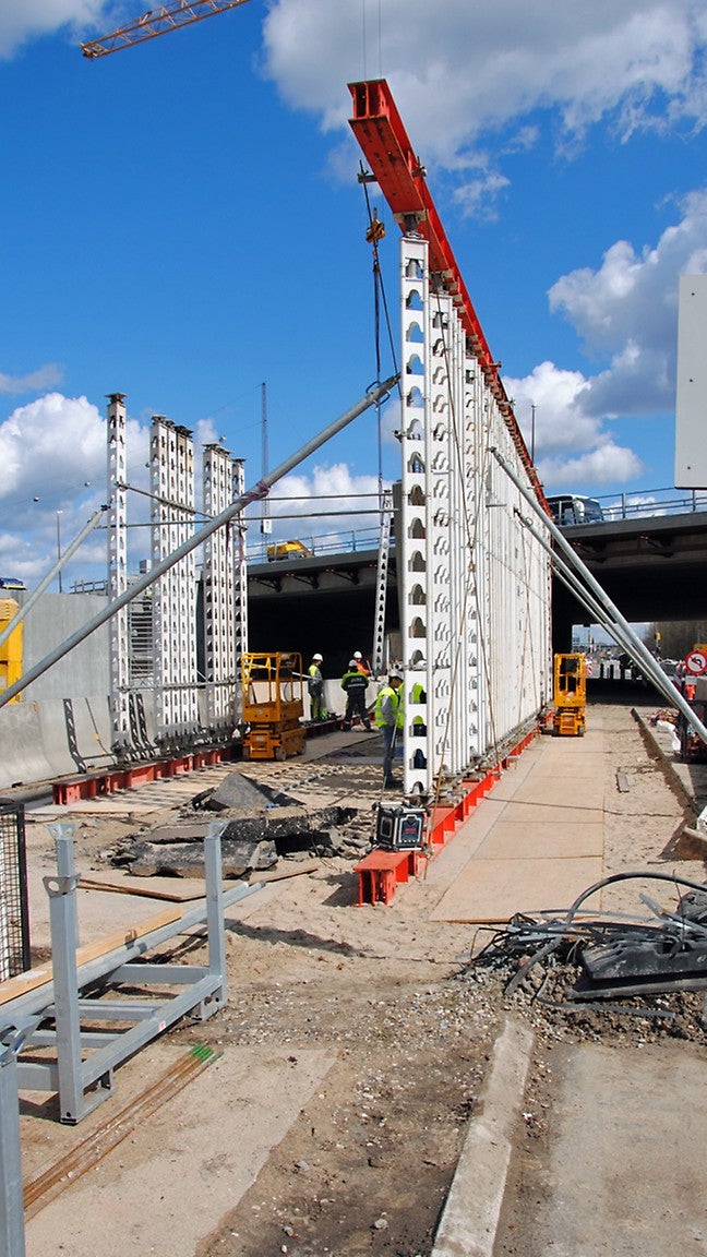 HD 200 opstilling med HDT bjælker (forstærket HE300B) i top og bund. <br/><br/> 