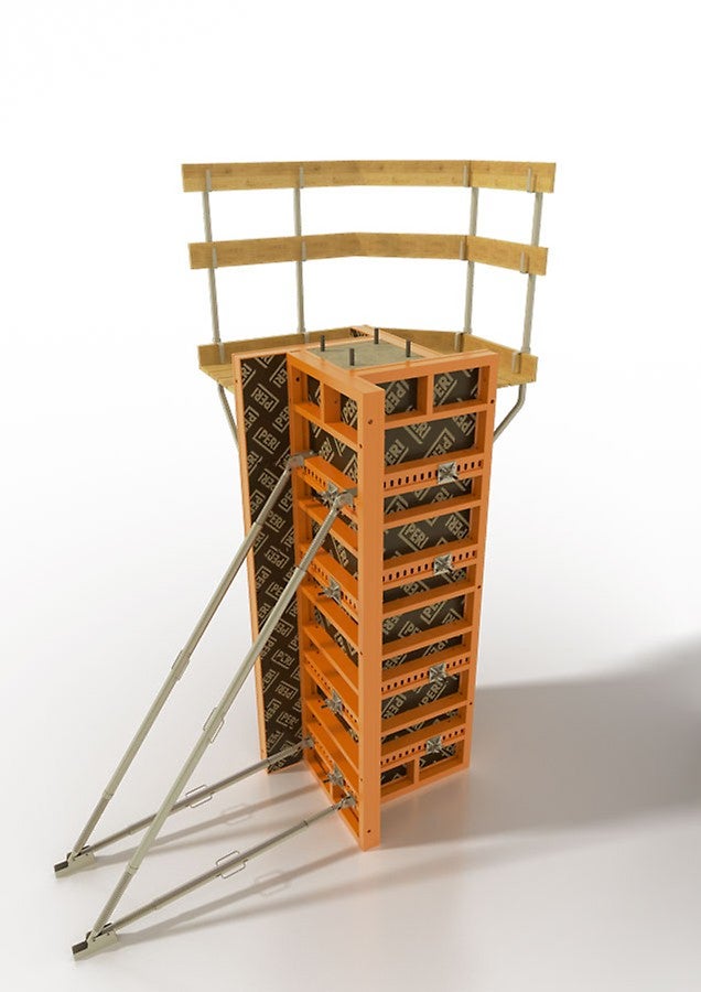 С системными элементами TRIO TRS ST бетонируют колонны квадратного и прямоугольного сечения до 105 х 105 см с шагом 5 см. Благодаря различной высоте колонных элементов наращивание выполняют с шагом до 30 см. В колонных элементах TRS есть специальные отверстия в торцах профиля для простого и быстрого соединения элементов с помощью торцевых болтов. Такое решение экономит время монтажа.<br/>