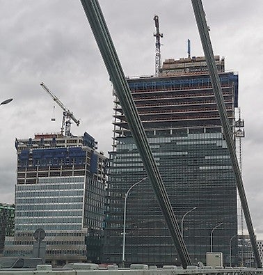 Les tours DUO, vue du périphérique intérieur, juin 2020