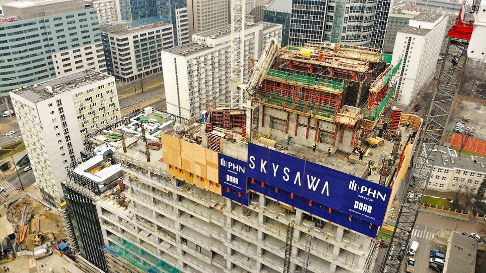 Budowa wieżowca SKYSAWA, Warszawa, fot. Cezary Małecki