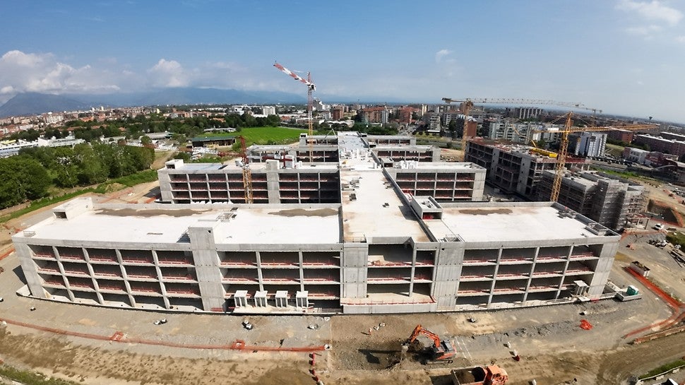 Panoramica del cantiere del Campus Universitario di Grugliasco
