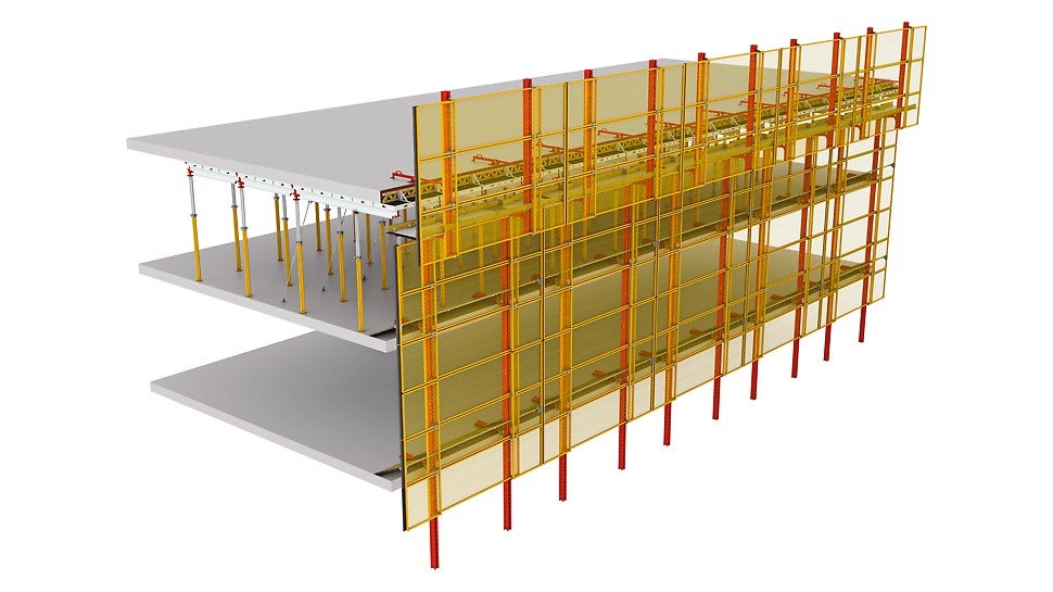 Eine schnell montierte Kletterschutzwand mit leichtgewichtigen Gitterelementen<br/>