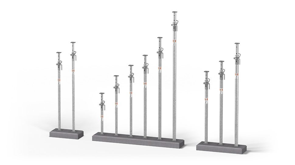 The galvanized tubular steel slab prop from PERI with up to 50 kN load-bearing capacity