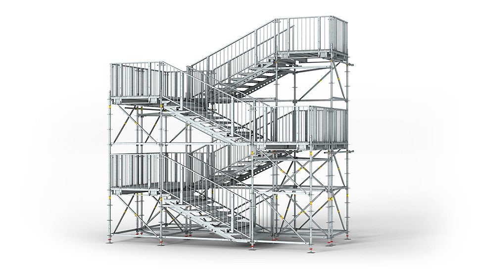 Stair geometry and landing arrangement meet the requirements for public access.