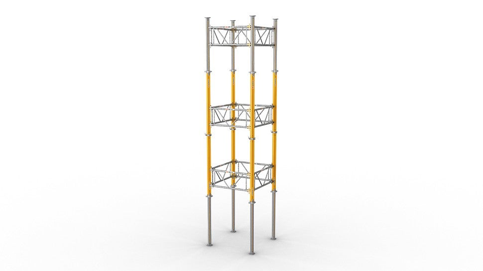 Die MULTIPROP ist eine besonders tragfähige und dennoch leichte Deckenstütze aus Aluminium, die einzeln oder in einem Stützturm verbaut eingesetzt werden kann<br/>