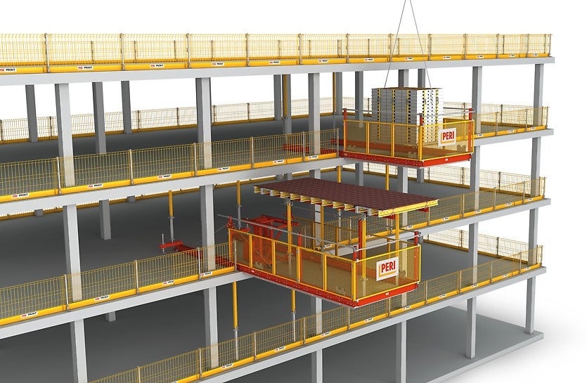 Kranversetzbare Ausfahrbühne zum Lagern und Umsetzen von Lasten