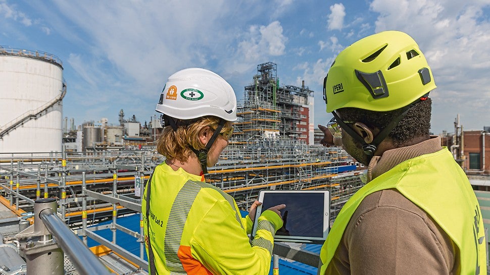 Eine moderne, BIM-basierte Gerüstplanung und innovative PERI Systeme unterstützten den Bau der neuen Vitamin-A-Komplex bei BASF SE in Ludwigshafen.