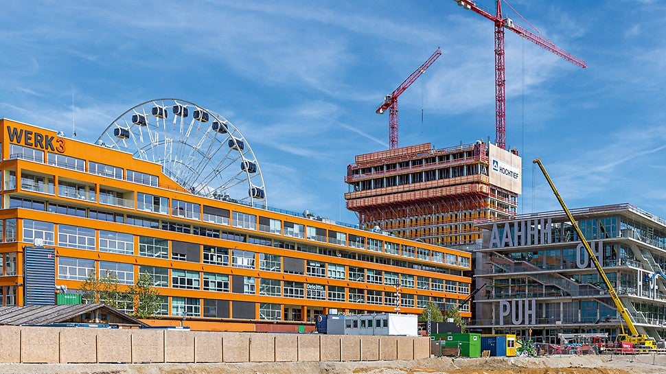 Das Werksviertel am Münchner Ostbahnhof entwickelt sich zum spannenden Architekturschauplatz, dominiert vom neuen, 86 m hohen Werk 4.