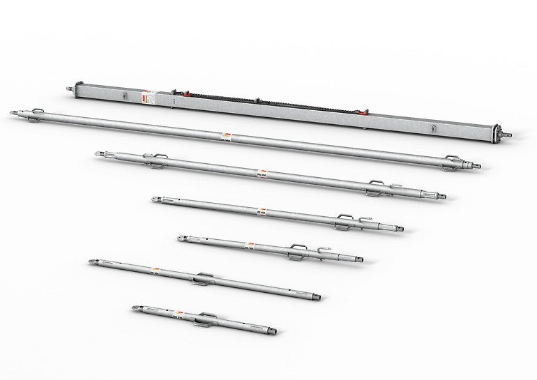 Die Richtstütze RS dient der lotgerechten Ausrichtung und Ableitung von Windlasten bei Wand- und Säulenschalungen, sowie dem Abstützen von Gerüsten <br/>