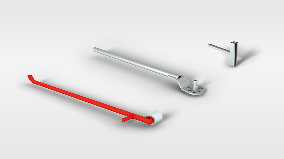 Verschiedene Werkzeuge zur Erleichterung der Schalungsarbeiten<br/>