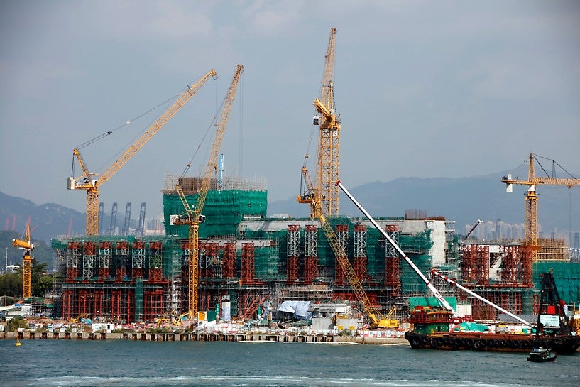 Construction progress of M+ museum, the superstructure of the museum building is ready to be erected 