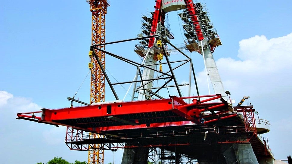  It features a span of 240m with one pylon carrying the main span of 120m and the nearest side span of 70m, and has 4 lanes and pavements in each direction. 