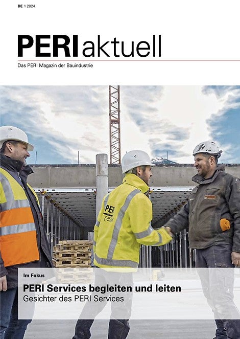 Cover zur Ausgabe 01-2024 des Magazins PERI Aktuell Bau
