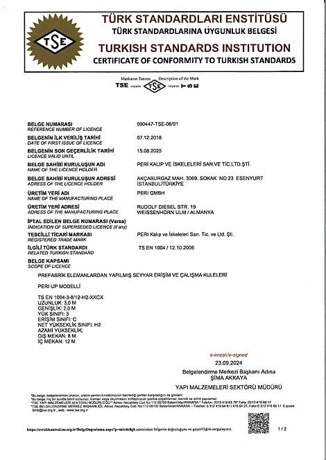 TS EN 1004 Mobil İskeleler Belgesi