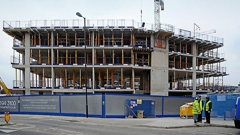 One of the three blocks, construction from one floor to the next, each floor measuring 1,400m2 took only eight days