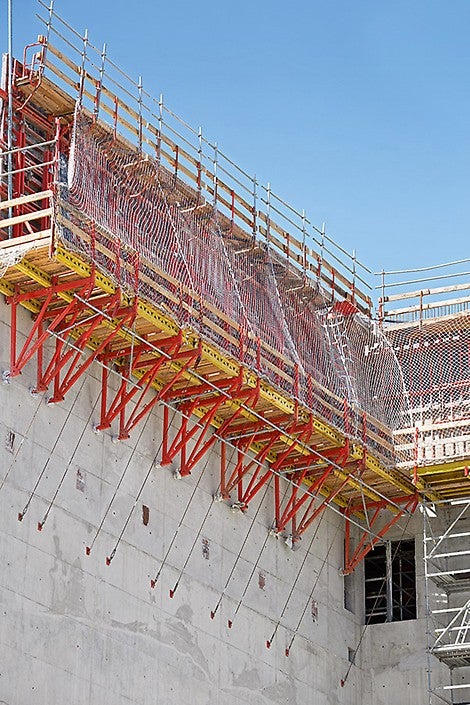 CB 240 framework brackets are connected with TRIO panel formwork to form large-sized climbing formwork units.