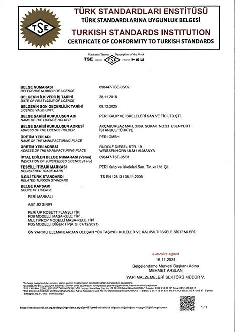 TS EN 12813 Yük Taşıyıcı Kuleler 