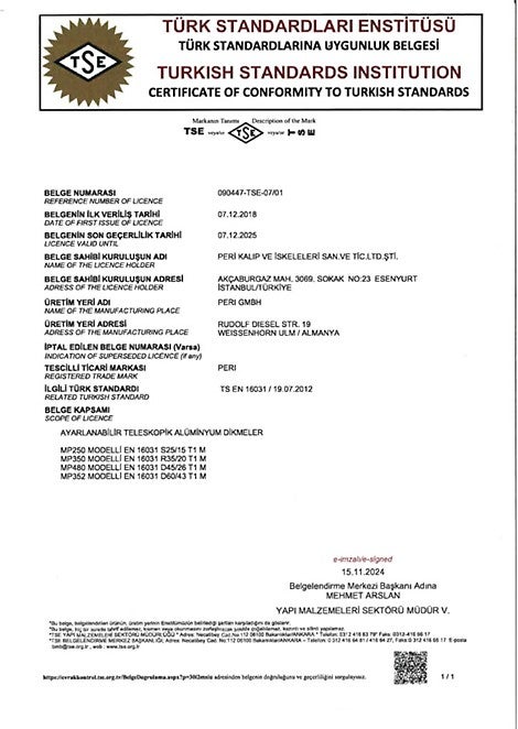 TS 16031 Ayarlanabilir Alüminyum Teleskobik Dikmeler 