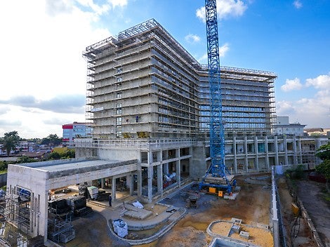 Marriot hotel construction with the use of the PERI UP Scaffold system