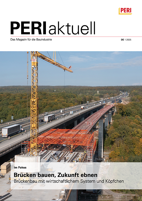 Cover zur Ausgabe Bau 01-2025 des Magazins PERI aktuell