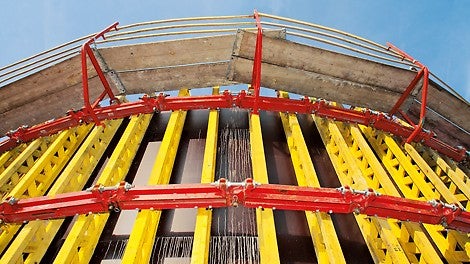 铰接环形钢梁保证了GRV系统可浇筑半径大于0.6米的所有圆筒型结构。