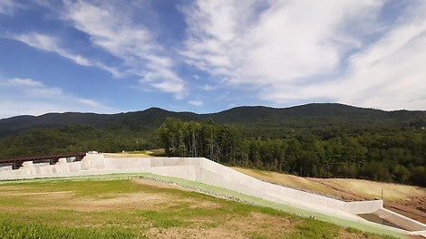 The new North Fork Reservoir spillway ensures the safety of Asheville residents from flooding due to excessive rainfall.