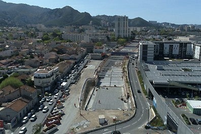 Début de la tranchée au niveau de l&#039;échangeur Florian