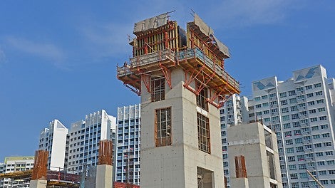 VARIO GT Wall Formwork is adaptable through the variable arrangement of formwork girders and walers used for lift core.