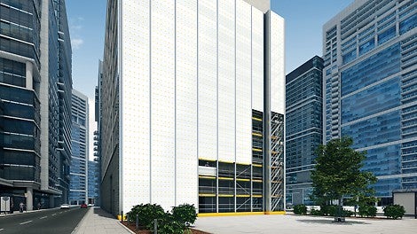 Mit PERI UP Cladding stellte PERI ein neues und flexibles Einhausungssystem vor, das den PERI UP Gerüstbaukasten ideal ergänzt. PERI UP Cladding ermöglicht eine schnelle Verkleidung des Gerüsts und ist damit die Antwort auf die immer häufiger gestellten Anforderungen bezüglich Wetter- und Umweltschutz auf Baustellen und den Bedarf an ansprechenden Außenbildern bei Gebäudesanierungen.