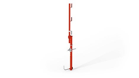 Die Auskragung der Abschalschiene 105 wird mit der Wirbelmutter auf selbst reinigendem Gewinde exakt eingestellt.