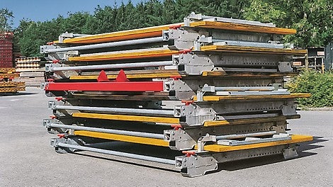 Visina sklopljene platforme od svega 27 cm omogućava uštedu prostora prilikom transporta, kao i skladištenja na gradilištu ili stovarištu.