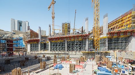 The project-specific formwork and shoring concept developed by PERI engineers, just-in-time provision of corresponding system equipment as well as continuous on-site support has facilitated cost-effective execution of construction within the tight schedule.