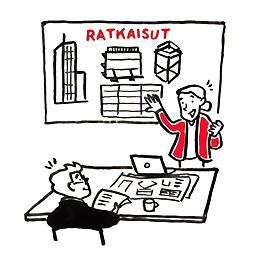 Työmaan lähtiessä käyntiin esittelemme tiimimme sekä projektin vaiheet.