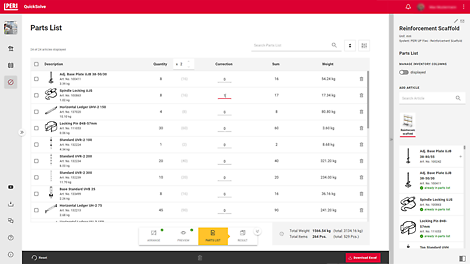 Erstellen Sie mit nur wenigen Klicks das für Ihren Einsatzzweck passende Bewehrungsgerüst und betrachten Sie die geplante Lösung in 3D. Stücklisten, Screenshots und weitere Informationen können Sie als PDF-Datei exportieren und zur Unterstützung beim Aufbau nutzen.