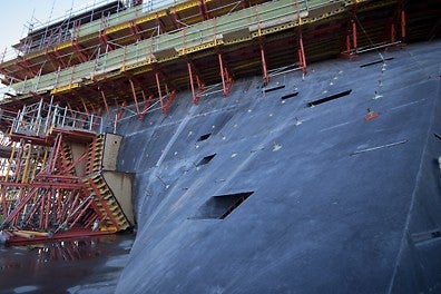 Each timber formbox is produced from CNC cut cleats that are assembled into a chipboard grillage. Once erected on site, they are supported by SLS spindles and MULTIPROP shoring