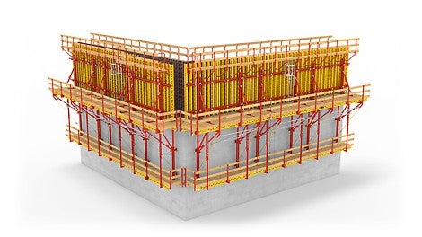 For the CB 240 climbing formwork, for striking the formwork element (closing formwork) is moved backwards by up to 75 cm with the formwork carriage.<br/>