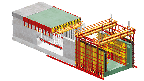 Šema tunela - otvoreni metod, delimično monolitna gradnja - varijanta 2