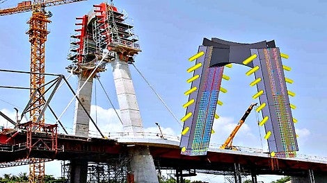 The 2nd cable stayed bridge in Haiphong City and was built by Finland, Denmark and Vietnam.
