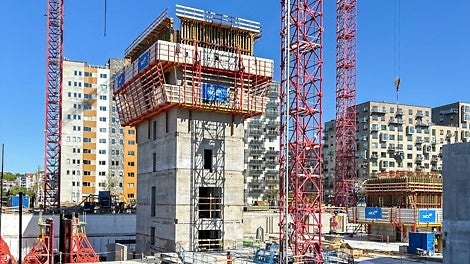 Klatresystem på Århus Ø’s nye hotel- og erhvervsbygning 