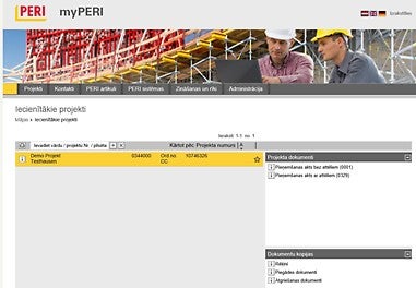 Ar myPERI klients var apskatīt savus aktuālos projektus sadarbībā ar PERI. Noderīgas atskaites un svarīgi dokumenti par objektu tiek saglabāti lietotnē un ir pieejami apskatei pēc nepieciešamības.