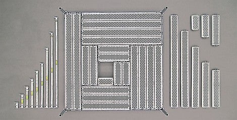 Moduł szerokości podestów rusztowaniowych PERI UP wynosi 25 cm. Dzięki temu można szczelnie zakryć wszystkie pola rusztowania roboczego.