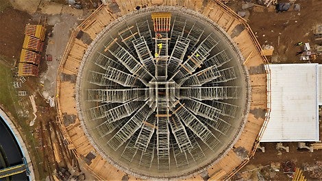 Подпорно скеле PERI UP Flex за покривна плоча с конична форма