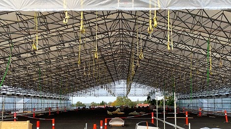 Overdækning LGS 150 med et spænd på 42 meter over Holtehallen