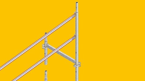 Der systemintegrierte vorlaufende Seitenschutz lässt sich im Regelaufbau nicht nur mit dem PERI UP Easy-Rahmen ausführen.