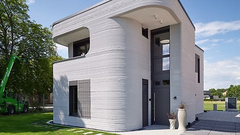 An exterior view of the 3D printed house in Beckum. <br/>(PERI AG)