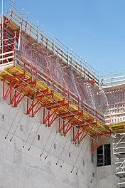 CB 240 framework brackets are connected with TRIO panel formwork to form large-sized climbing formwork units.