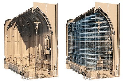 The interior was measured without any as-built plans using 3D laser scanning and this was transferred into a 3D building model – providing the basis for the scaffold planning with PERI CAD.