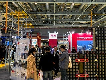 The PERI booth showcasing our formwork and shoring models at the BIC Exhibition.