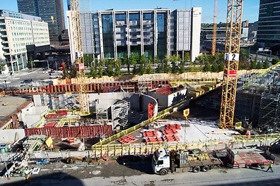 Prosjektet består av studentboliger, bibliotek og kontorlokaler. 